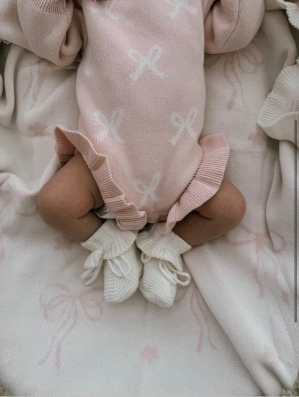 Petite + Co - Frill Romper Baby Pink + Milk Bows