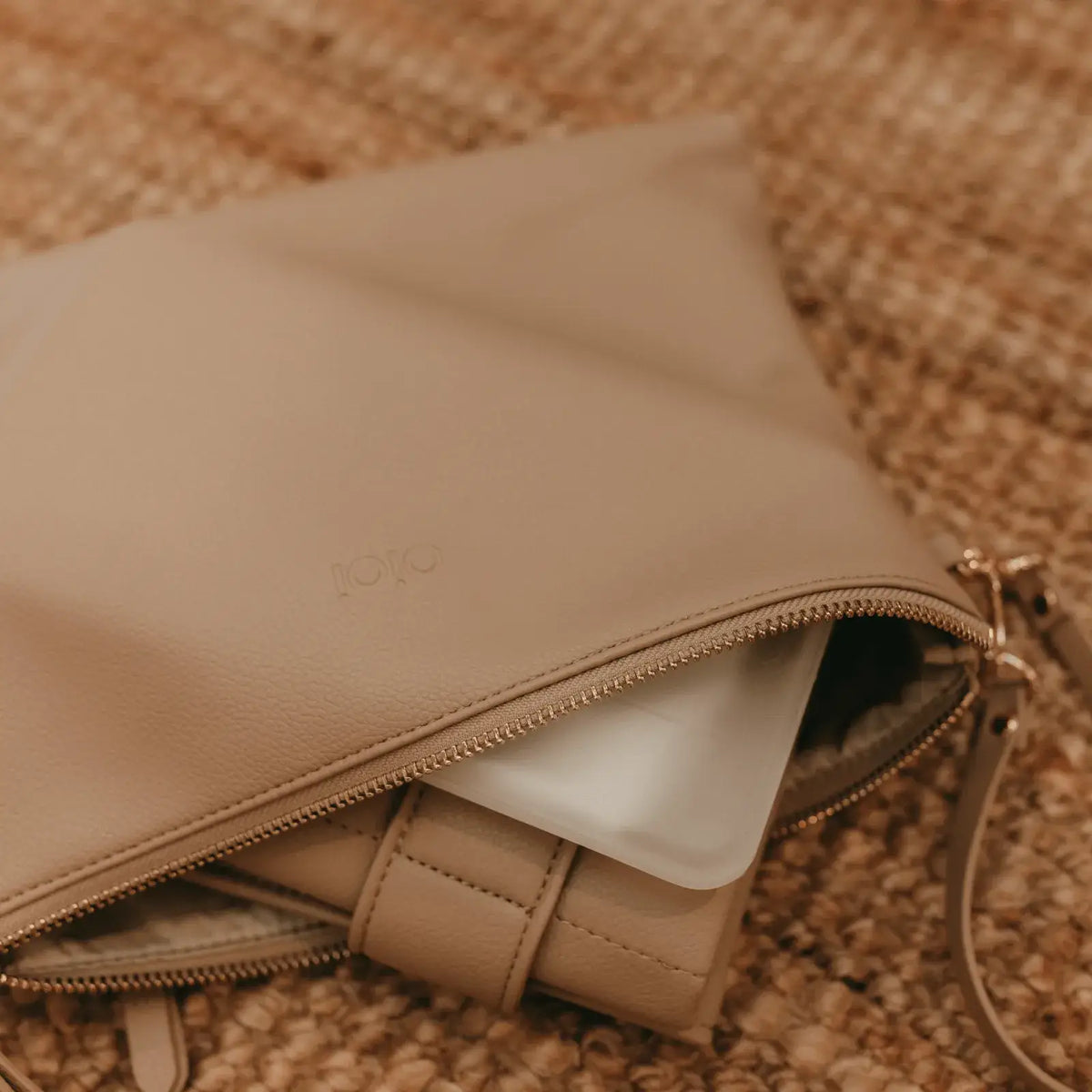 OiOi - Nappy Changing Pouch - Oat Vegan Leather