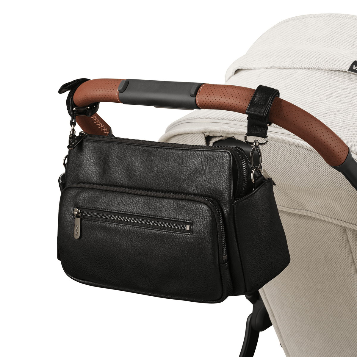 OiOi - Multitasker Pram Caddy 2.0 - Black Vegan Leather