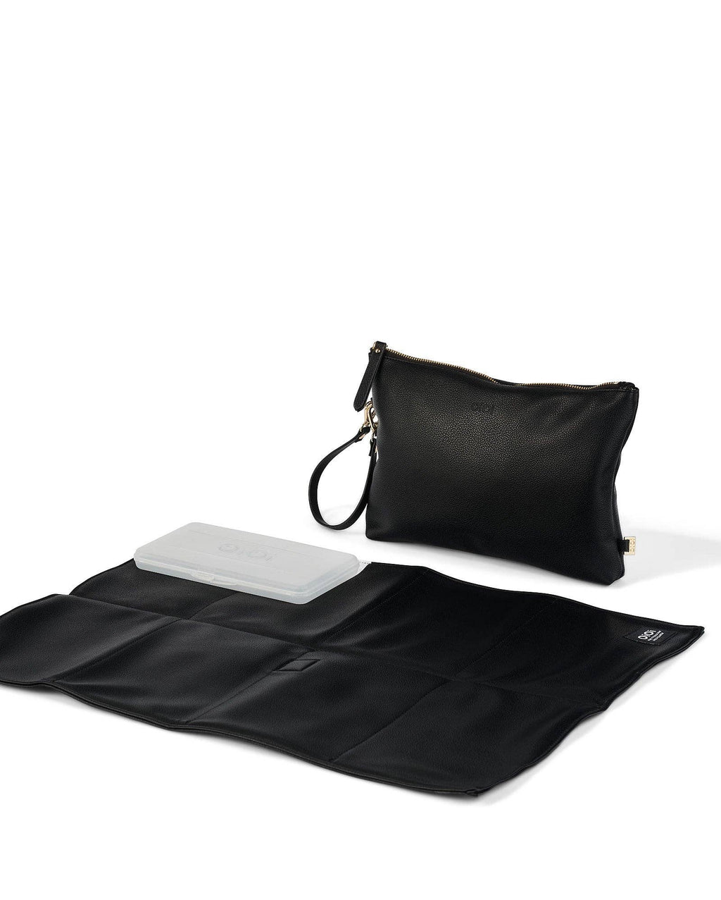 OiOi - Nappy Changing Pouch - Black Vegan Leather