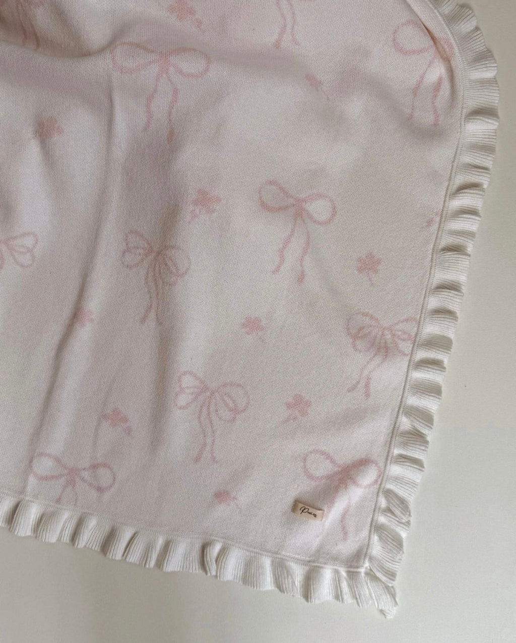 Petite + Co Floral Bow Blanket - Milk + Baby Pink
