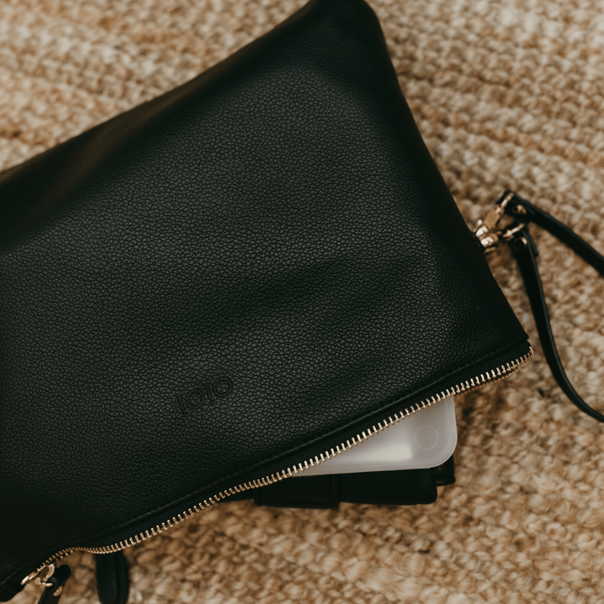 OiOi - Nappy Changing Pouch - Black Vegan Leather