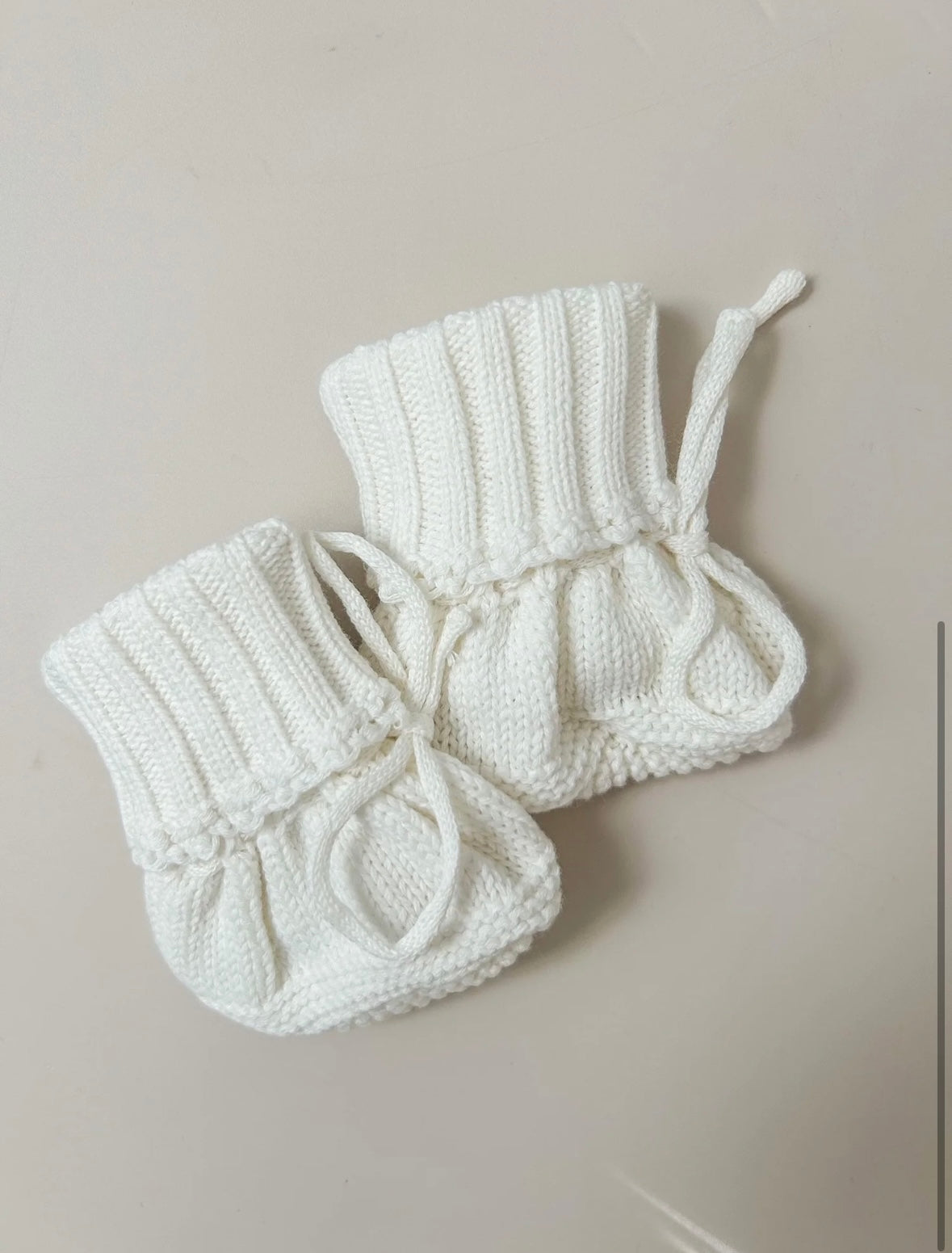 Petite + Co Cuff Newborn Lace Booties - Milk