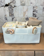 Luxe Vegan Leather Nappy Caddy & Essentials Bag Bundle (White) - PRE ORDER