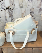 Luxe Vegan Leather Nappy Caddy & Essentials Bag Bundle (White) - PRE ORDER